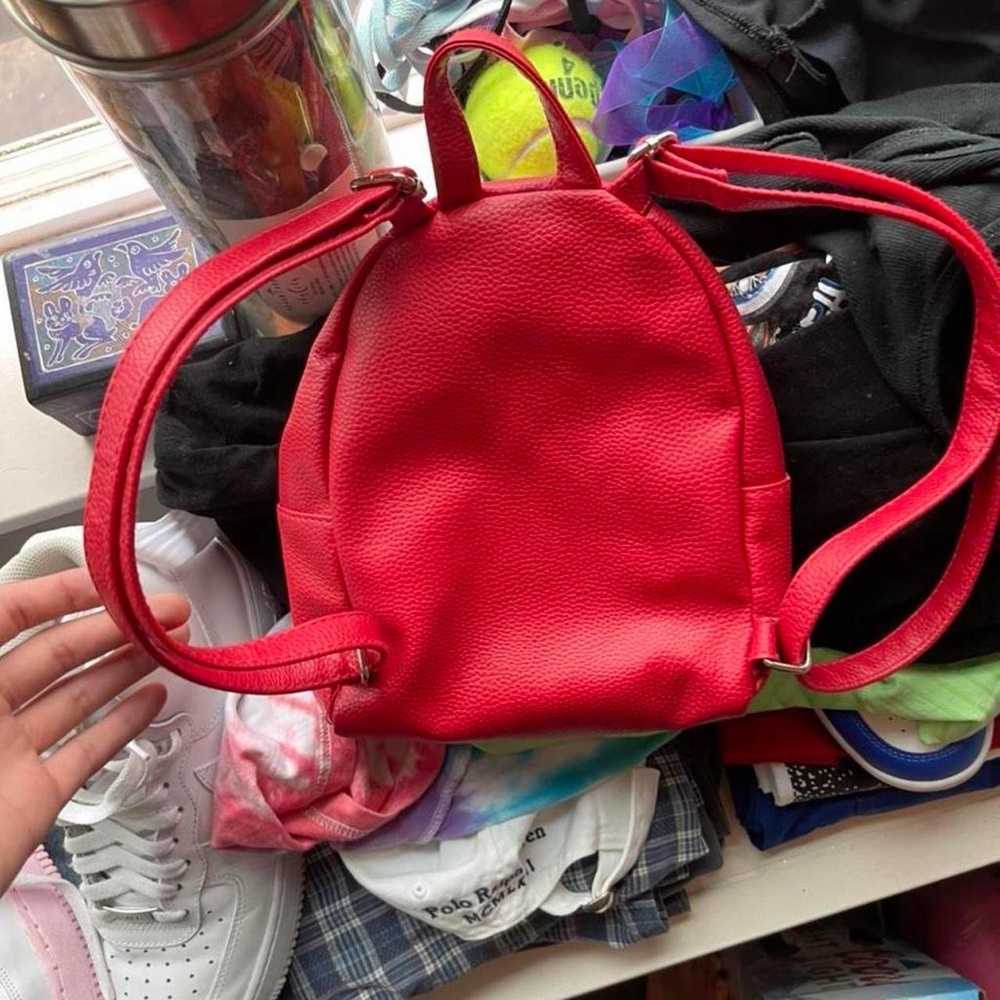 Justice Red Quilted Backpack with Chain Accent - Picture 4 of 4